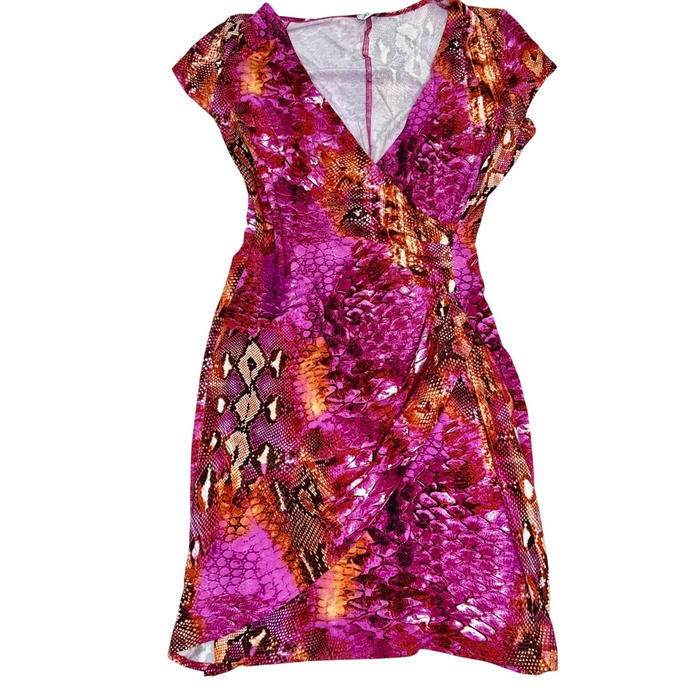Vintage Cashe Y2K 2000s bodycon wrap dress pink glam sexy Mini dress size medium